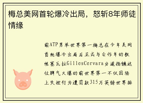 梅总美网首轮爆冷出局，怒斩8年师徒情缘